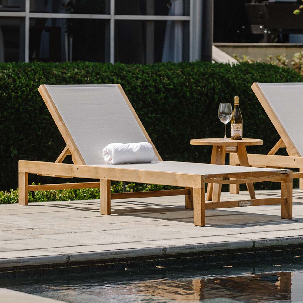 Grade A Teak Reclining Sling Lounger - view 9