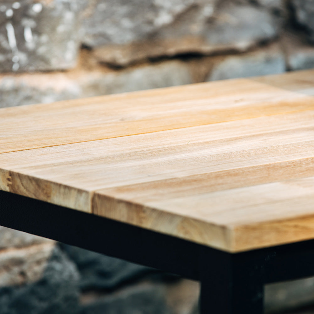 Grade A Teak Ceramic Grill Table for Kamado Grills | Black Aluminum
