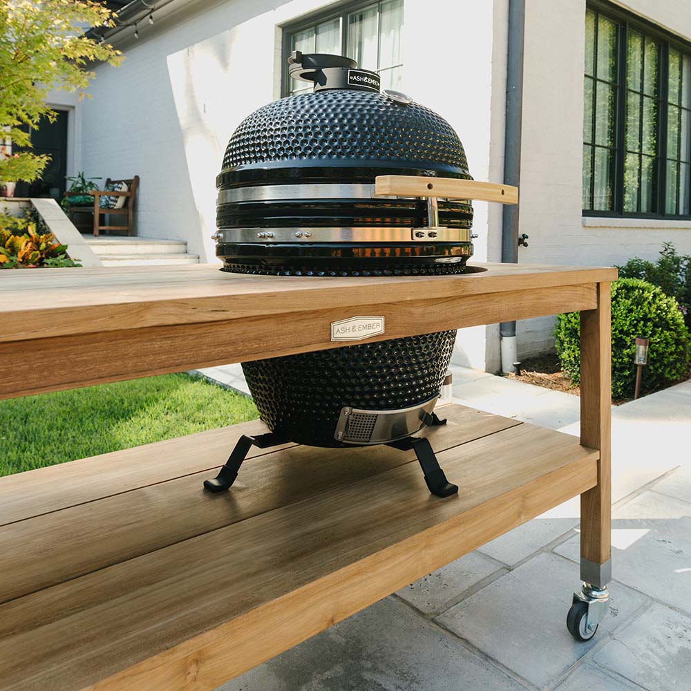 Grade A Teak Ceramic Grill Table for Kamado Grills | Grade A Teak