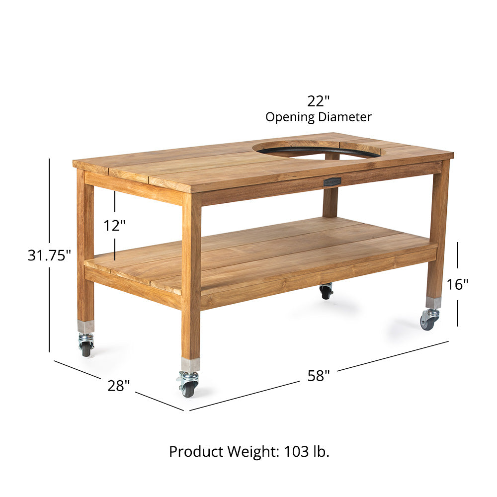 Grade A Teak Ceramic Grill Table for Kamado Grills | Grade A Teak