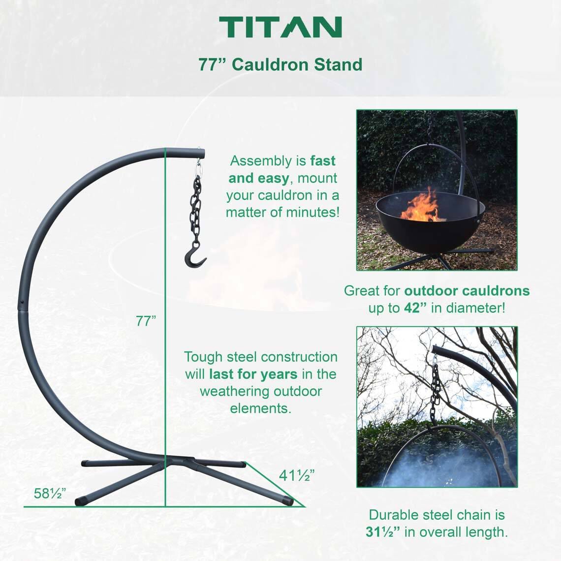 Scratch and Dent - Heavy Duty Cauldron Stand 77” - FINAL SALE