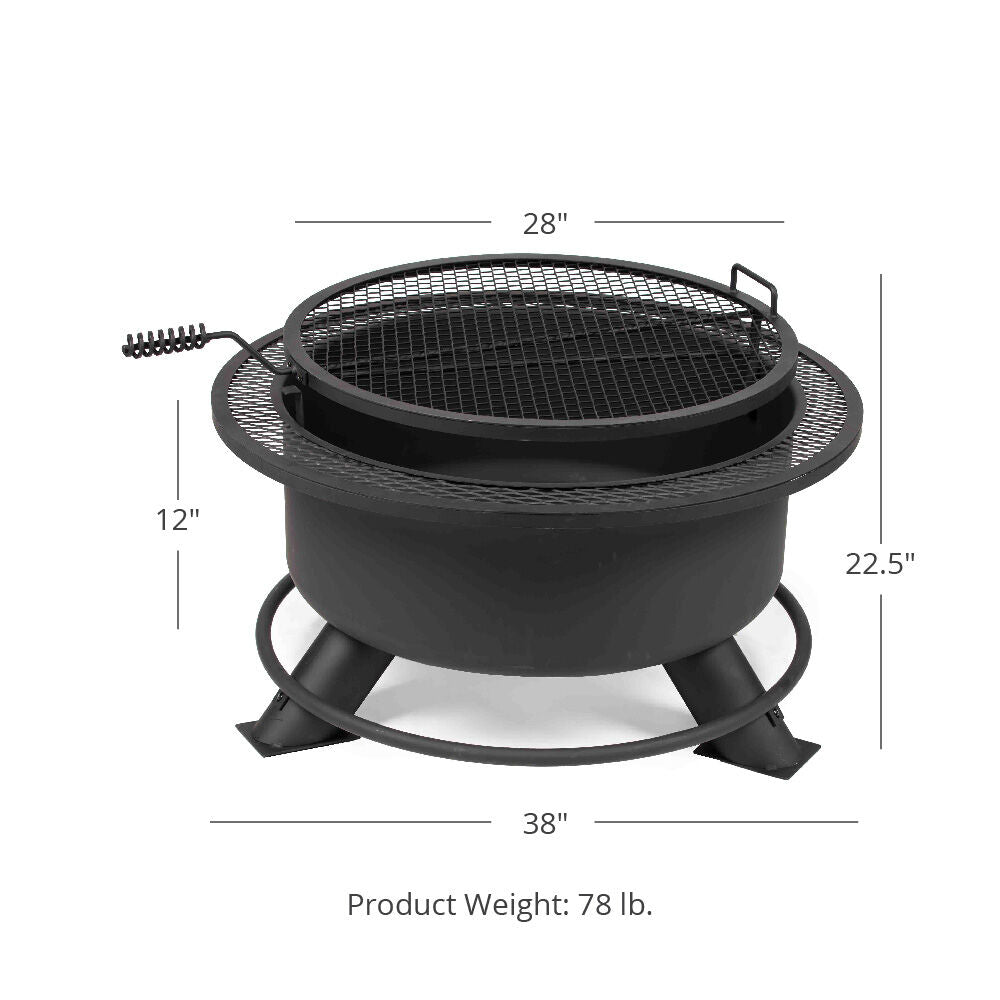 Scratch and Dent - 38” Fire Pit with Swivel Grill - FINAL SALE - view 2