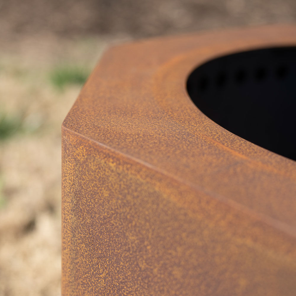 Corten Steel Dual Flame Smokeless Fire Pit with Lid - Fire Pit Size: 21" Diameter | 21" Diameter