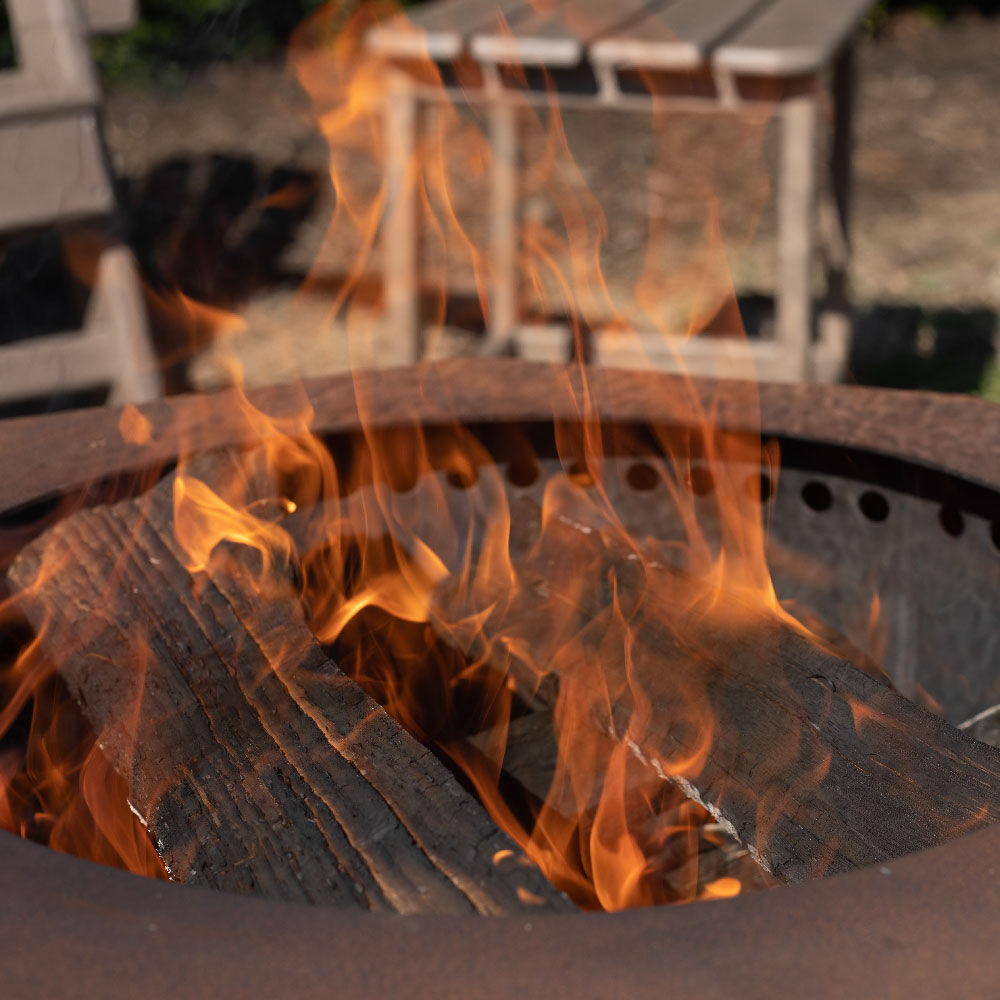Corten Steel Dual Flame Smokeless Fire Pit with Lid - Fire Pit Size: 21" Diameter | 21" Diameter - view 9