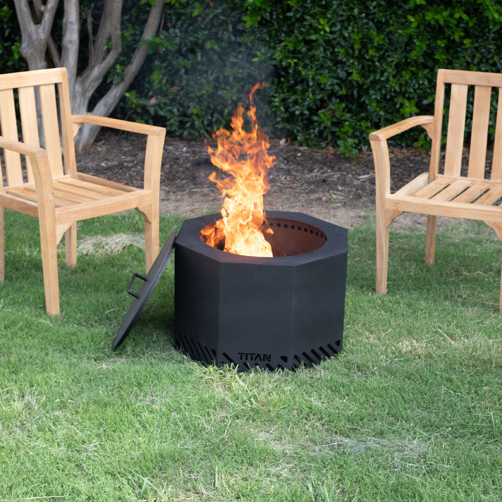 Black Label Dual Flame Smokeless Fire Pit with Lid - Fire Pit Size: 21" Diameter | 21" Diameter - view 2