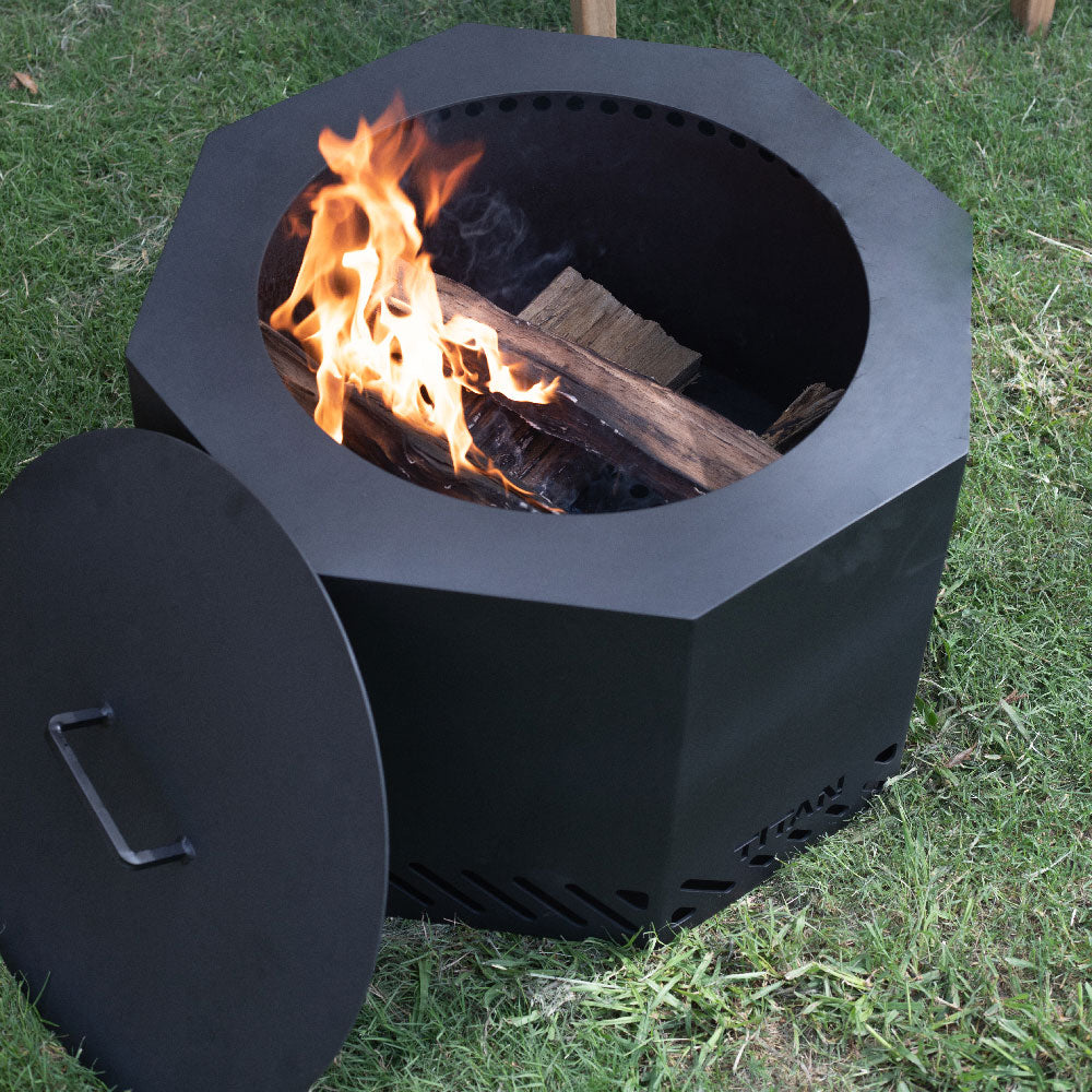 Black Label Dual Flame Smokeless Fire Pit with Lid - Fire Pit Size: 21" Diameter | 21" Diameter - view 3