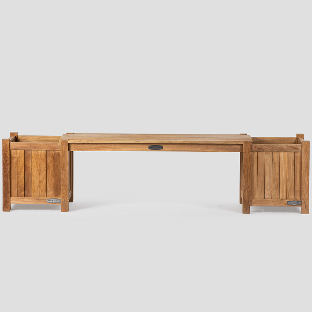 Grade A Teak Square Planter Box | Single Bench Set - view 26