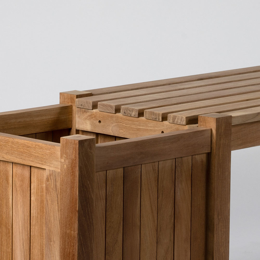Grade A Teak Square Planter Box | Single Bench Set