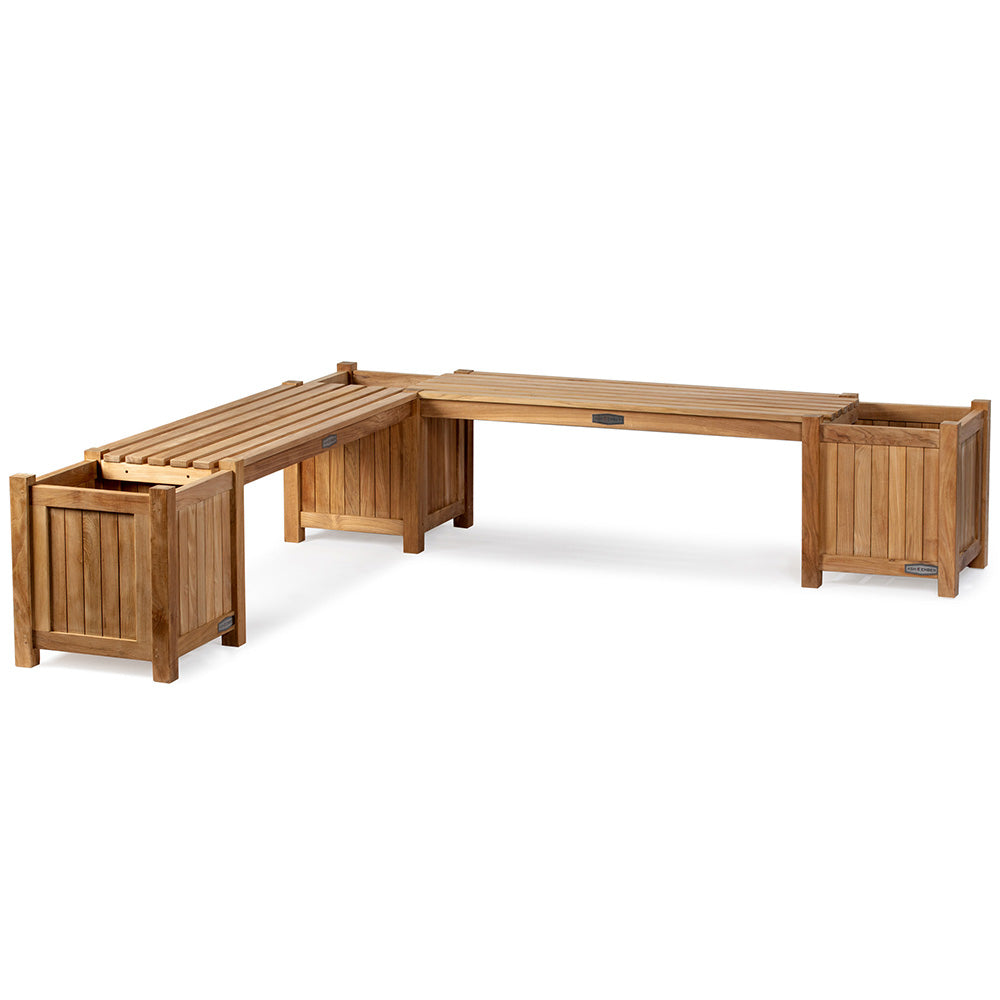 Grade A Teak Square Planter Box | L-Shaped Bench Set