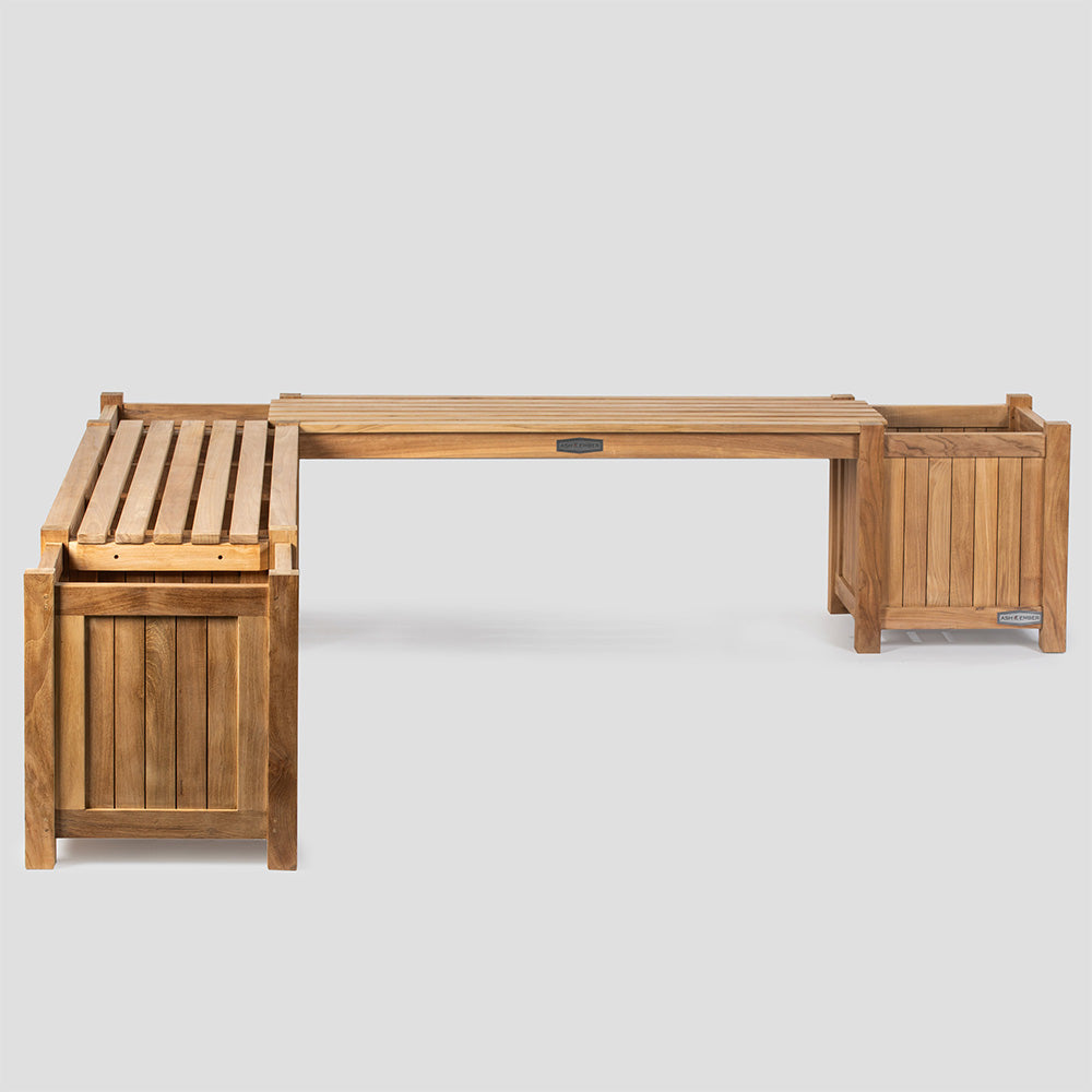 Grade A Teak Square Planter Box | L-Shaped Bench Set