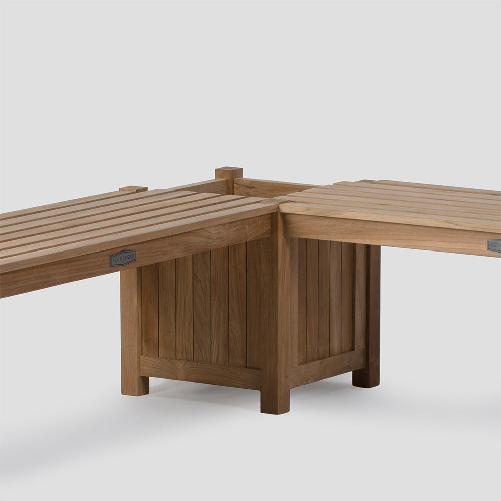 Grade A Teak Square Planter Box | L-Shaped Bench Set - view 35