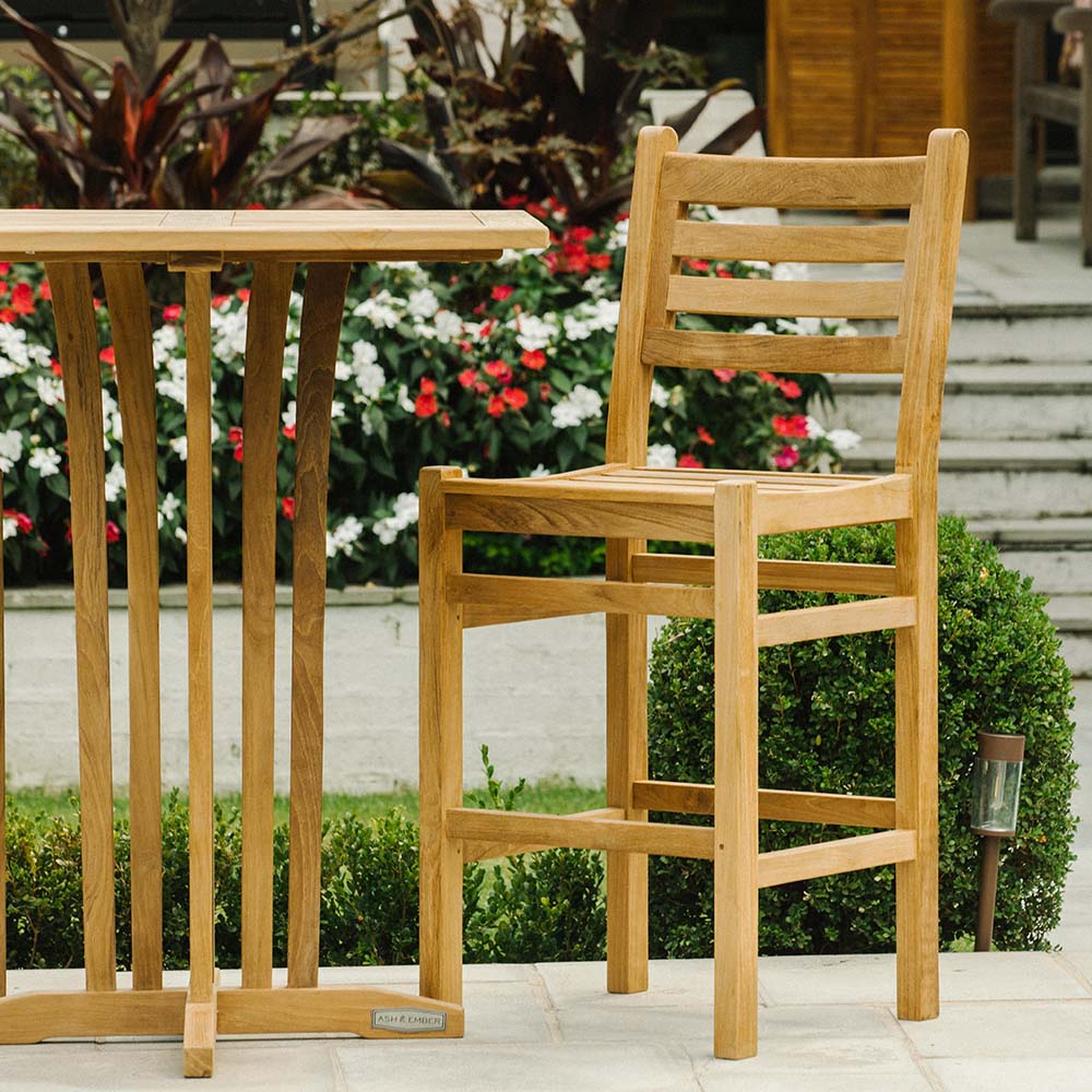Acadia Grade A Teak Bar Chair | No Arms - view 11