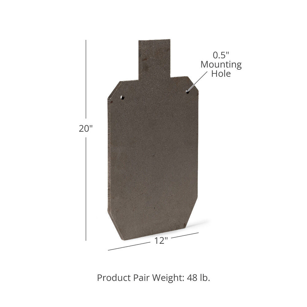 Scratch and Dent - Pair of AR500 Silhouette Steel Plate Shooting Targets 20"x12" 3/8" Thick - FINAL SALE - view 2