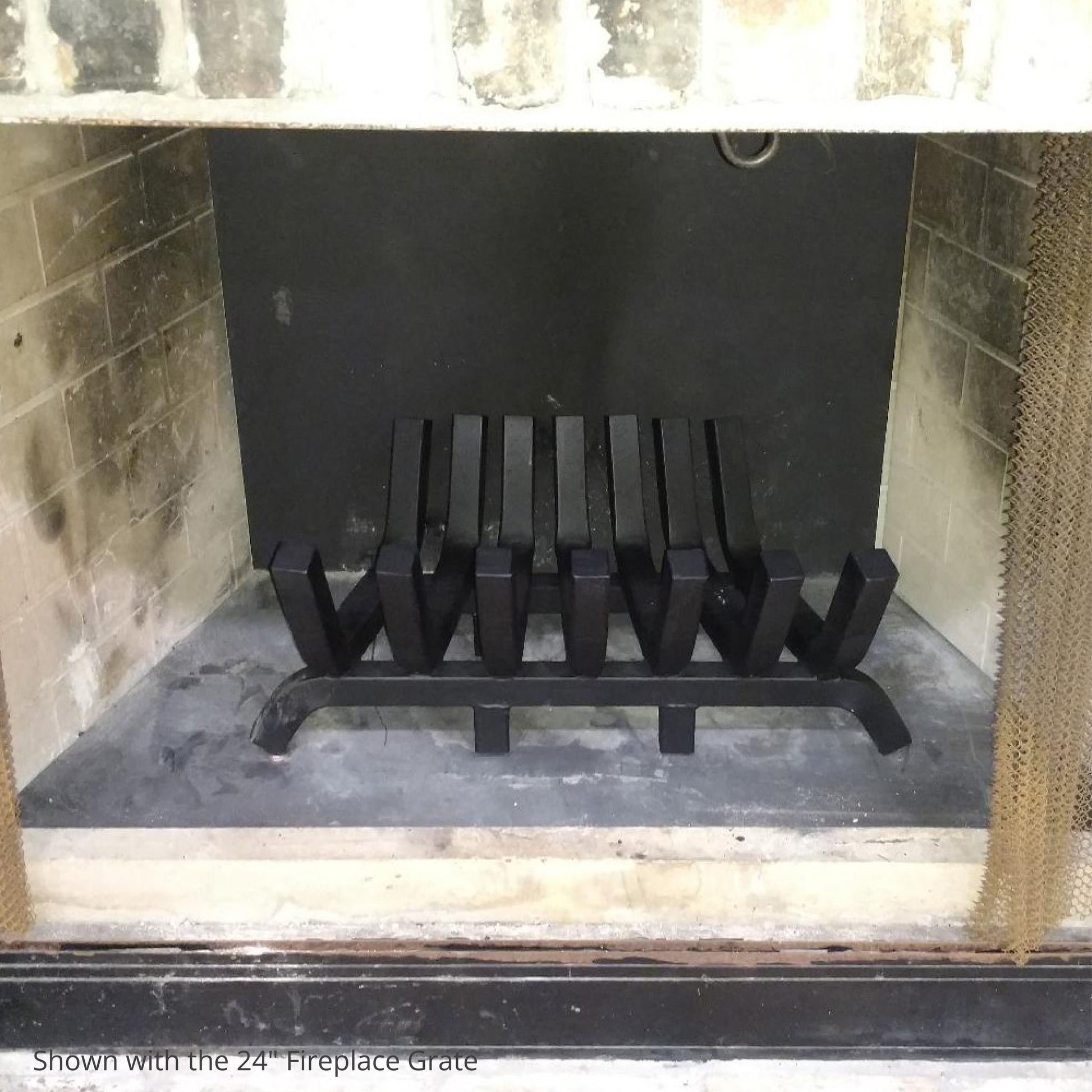 Scratch and Dent - 24" 1.25" Solid Steel Fireplace Grate - FINAL SALE