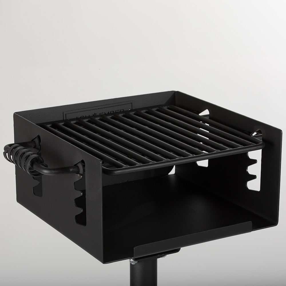 256 Sq. In. Park Style Charcoal Grill - Optional Mounting Base: Grill + Base Anchor | Grill + Base Anchor