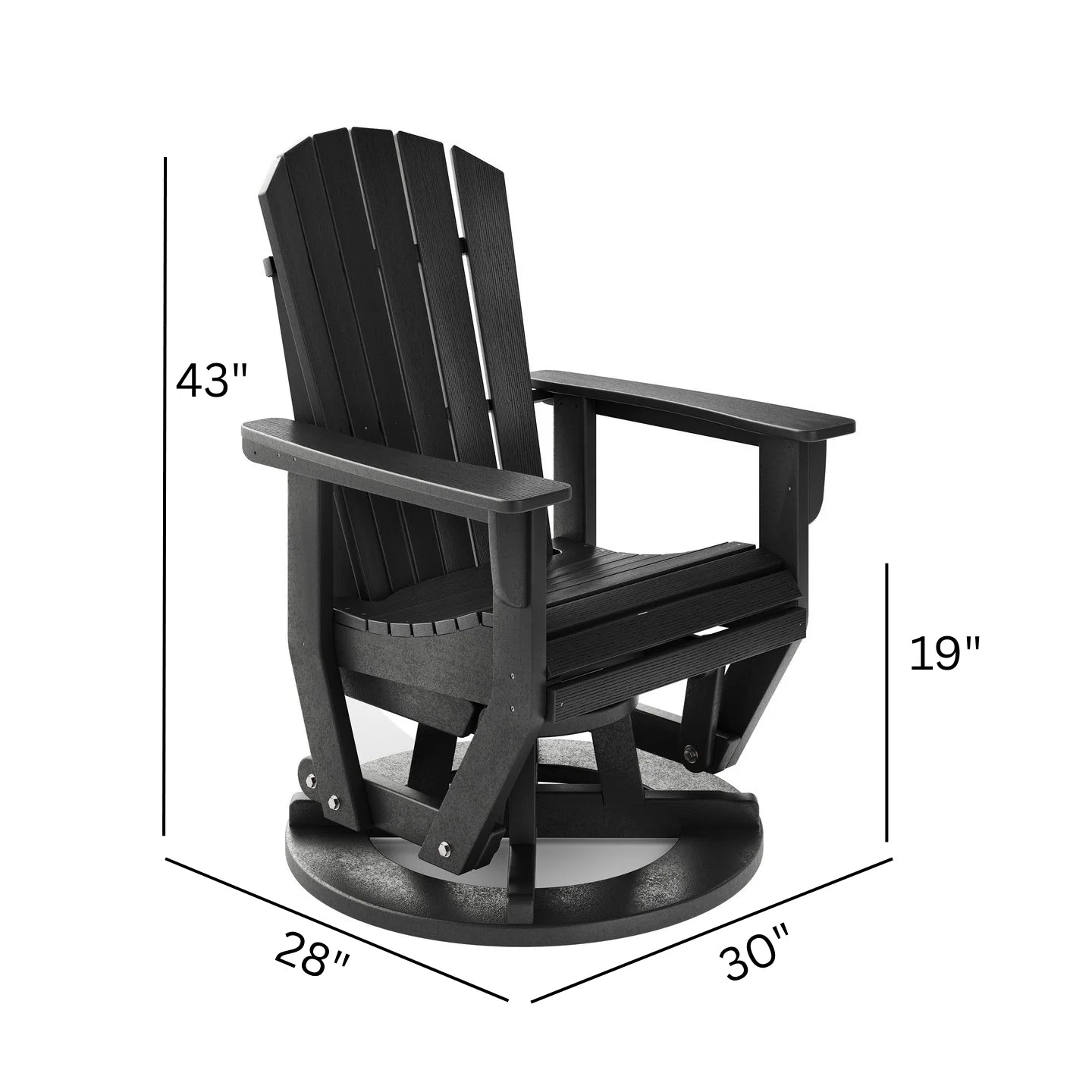 SoPoly St. Simons Swivel Glider Chair | Black