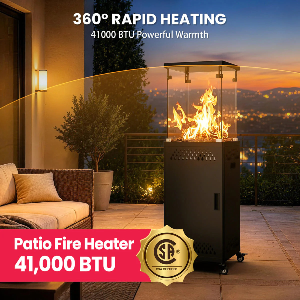 Pamapic 41,000 BTU Short Propane Patio Heater | Vent Body - view 20