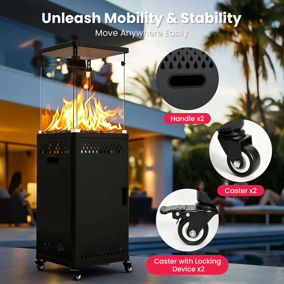 Pamapic 41,000 BTU Short Propane Patio Heater | Vent Body