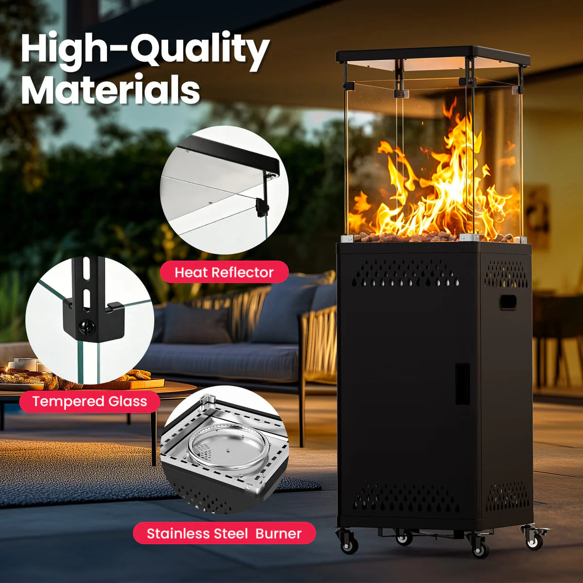 Pamapic 41,000 BTU Short Propane Patio Heater | Vent Body - view 22