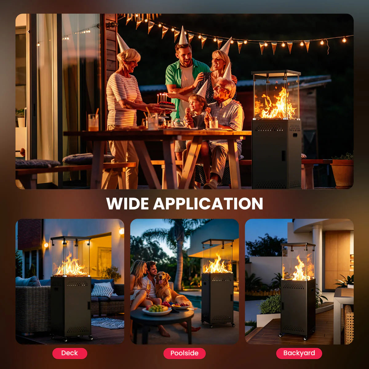Pamapic 41,000 BTU Short Propane Patio Heater | Vent Body - view 24