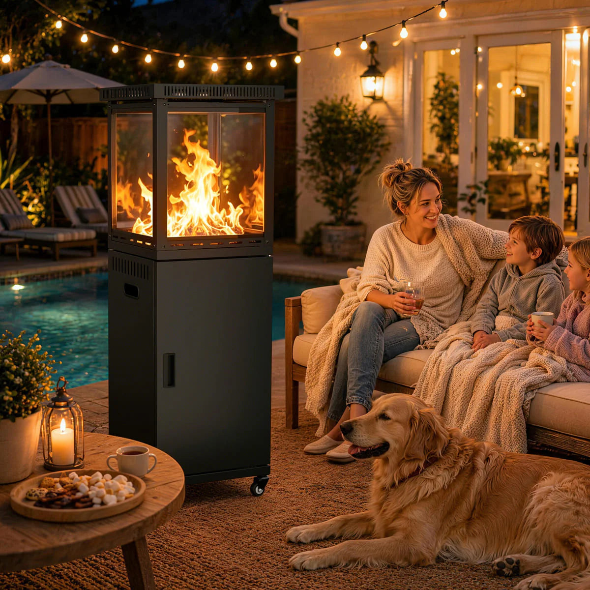 Pamapic 41,000 BTU Short Propane Patio Heater | Vent Top