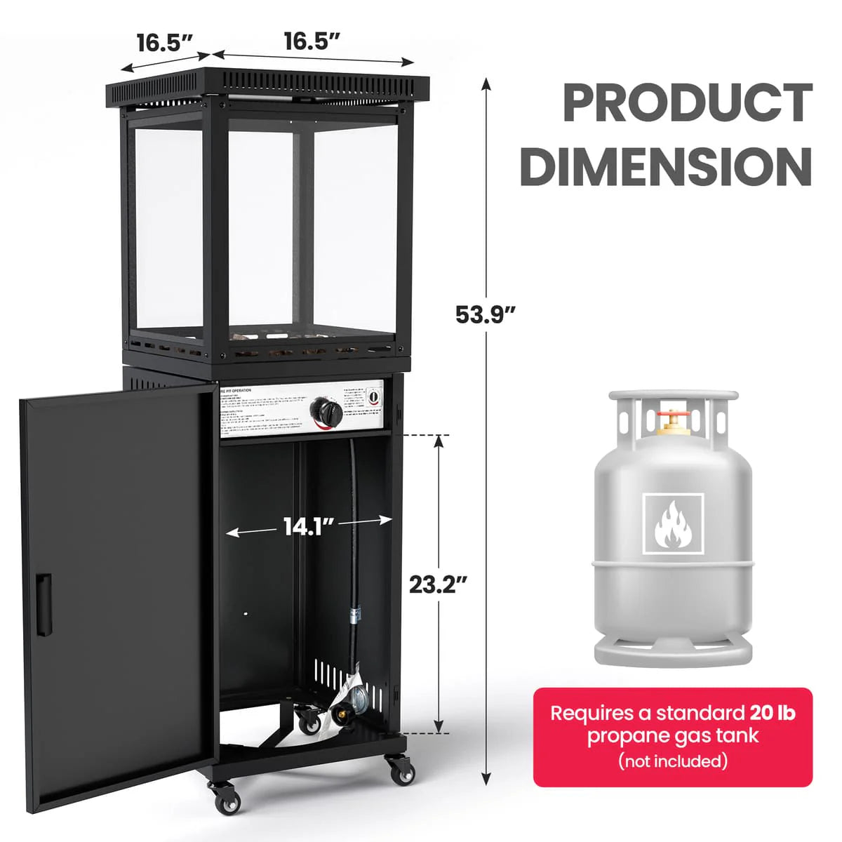 Pamapic 41,000 BTU Short Propane Patio Heater | Vent Top - view 18