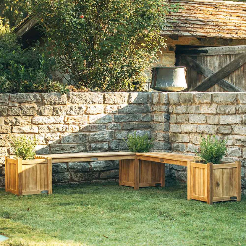 Grade A Teak Square Planter Box Connecting Bench image 3 - view 3