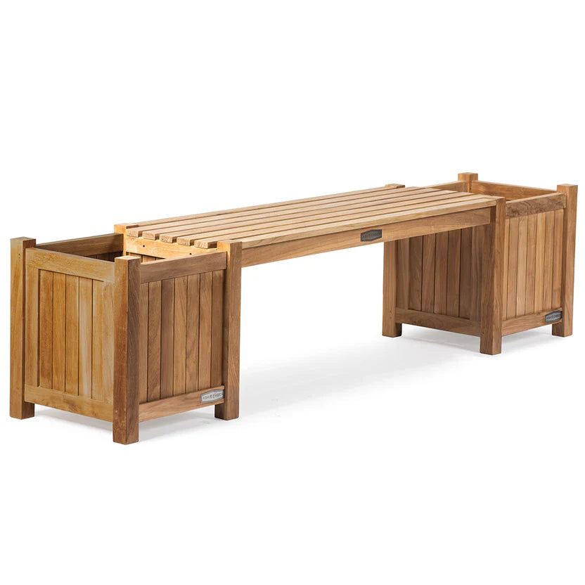 Grade A Teak Square Planter Box and Connecting Bench - view 1