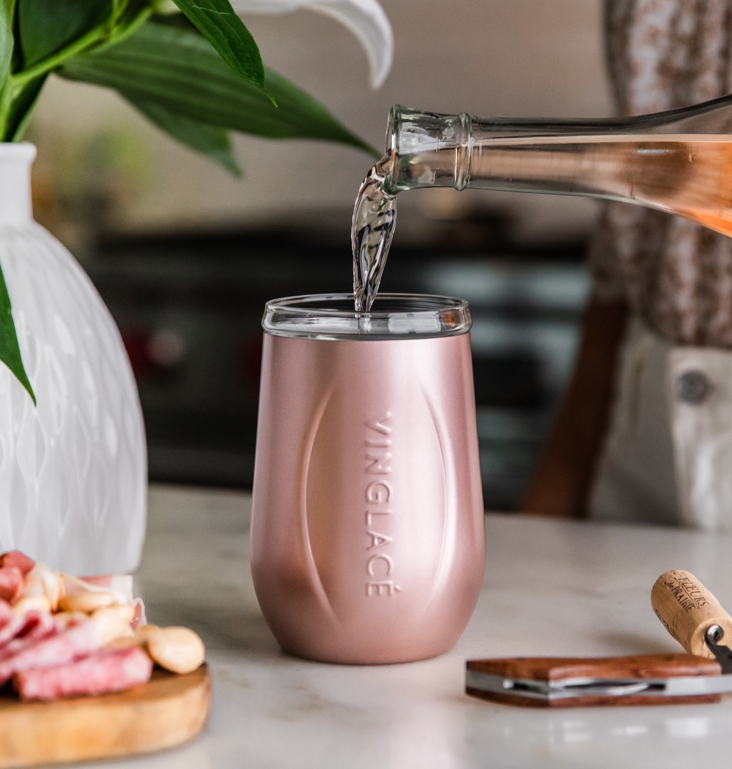 Vinglacé Glass Lined Wine Glass | Rose Gold