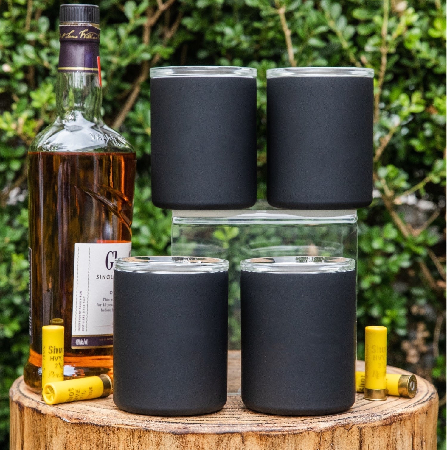 Vinglacé Glass Lined Whiskey Low Ball | Whiskey Set of 4 Black
