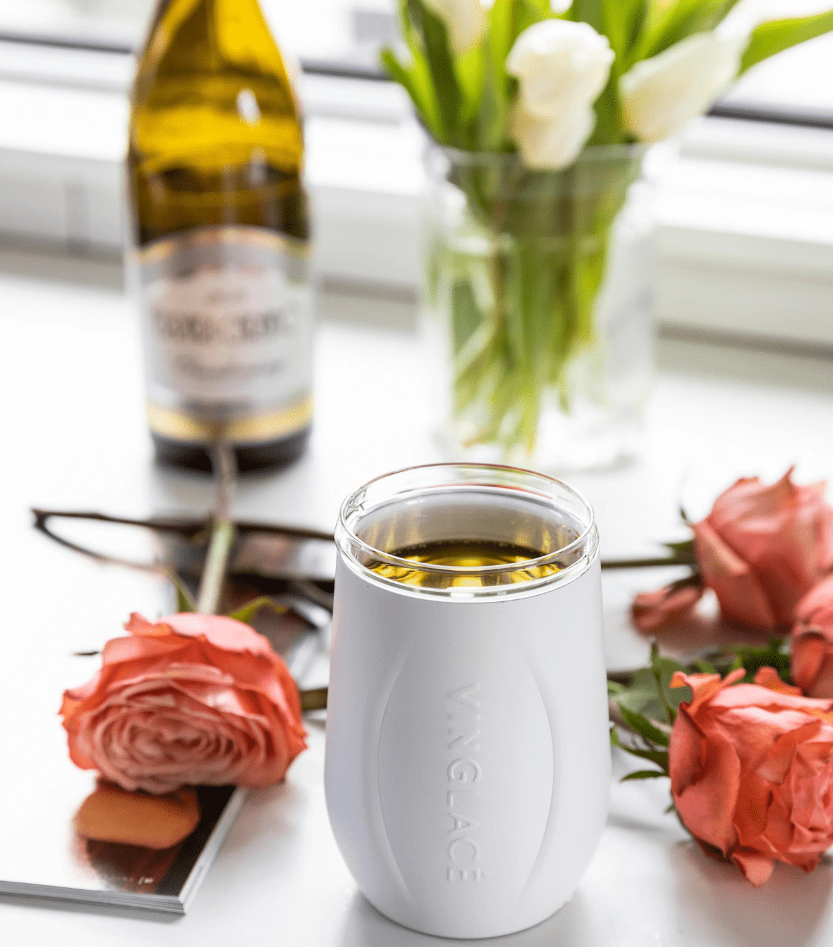 Vinglacé Glass Lined Wine Glass | White - view 2