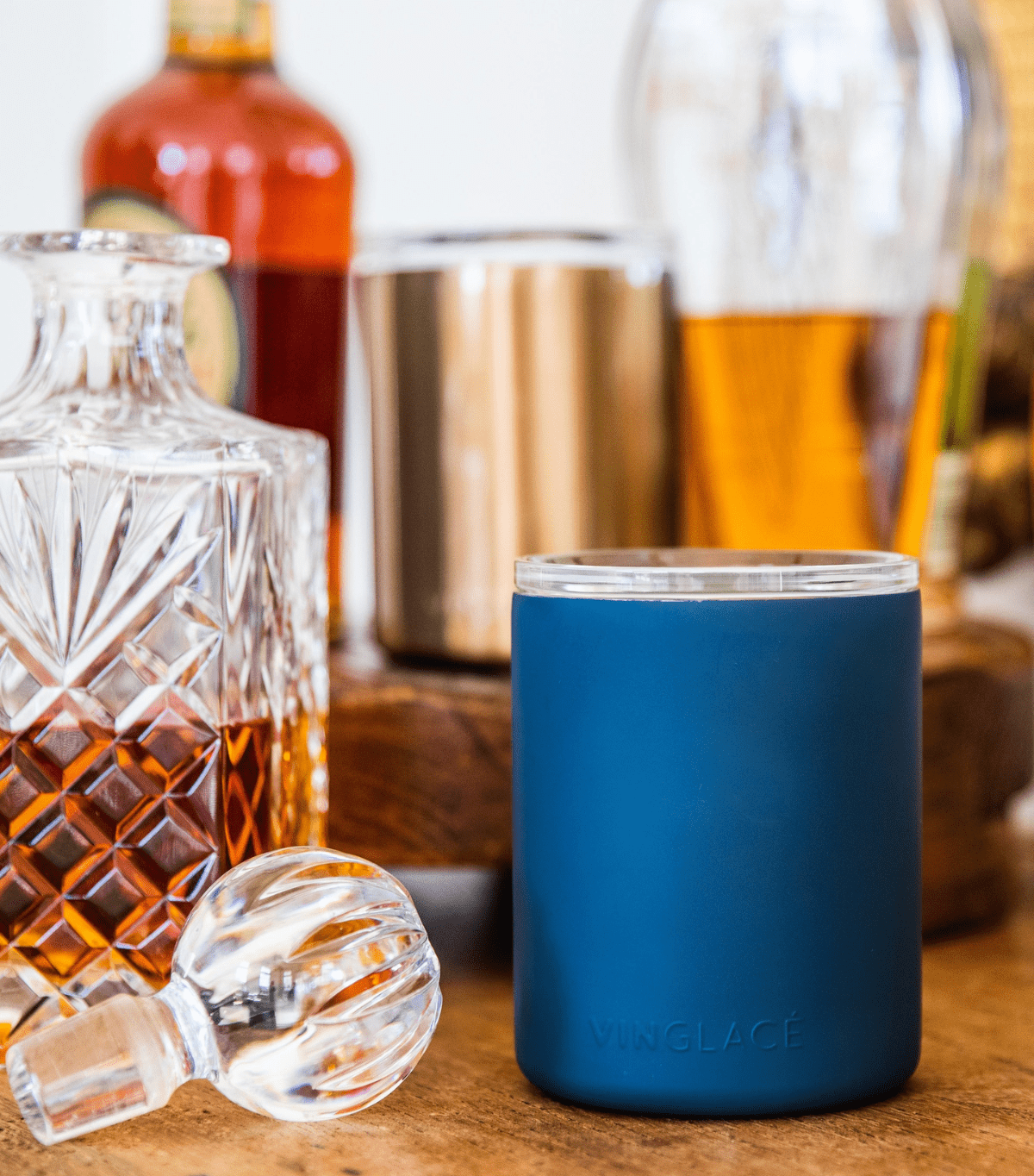 Vinglacé Glass Lined Whiskey Low Ball | Navy