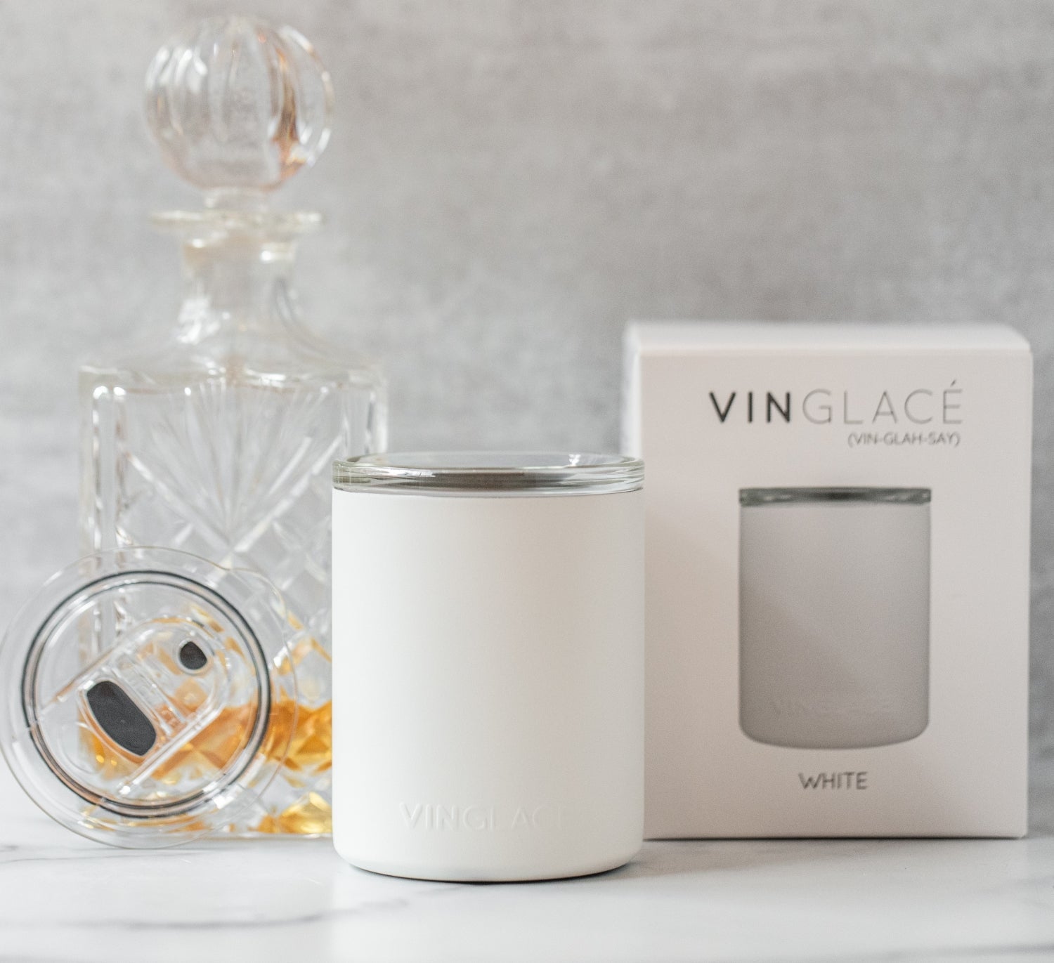 Vinglacé Glass Lined Whiskey Low Ball | White