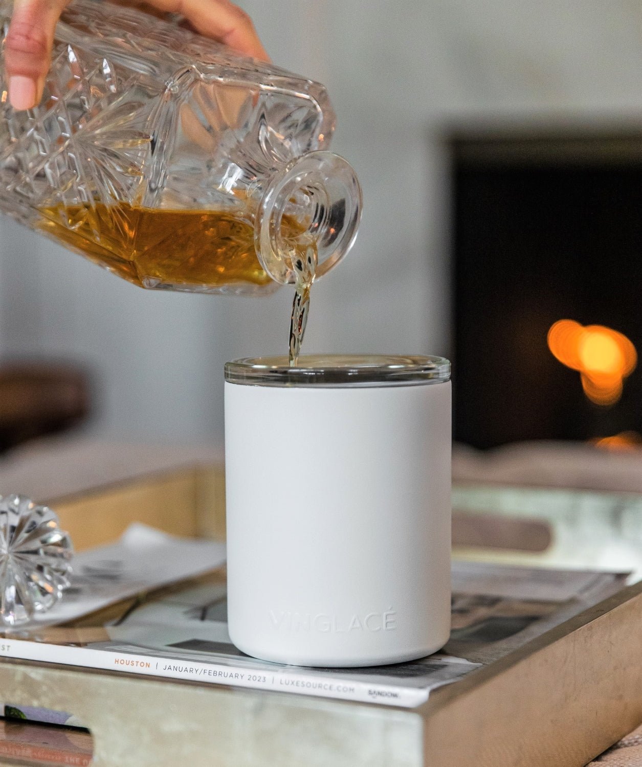 Vinglacé Glass Lined Whiskey Low Ball | White