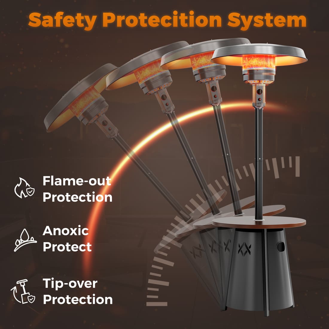 Pamapic 50,000 BTU Propane Patio Heater with 27.6" Round Table - view 7
