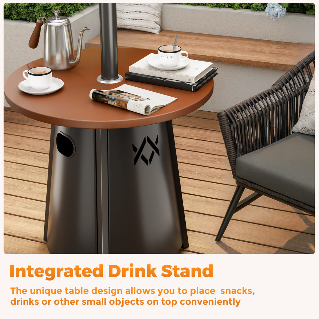 Pamapic 50,000 BTU Propane Patio Heater with 27.6" Round Table - view 10