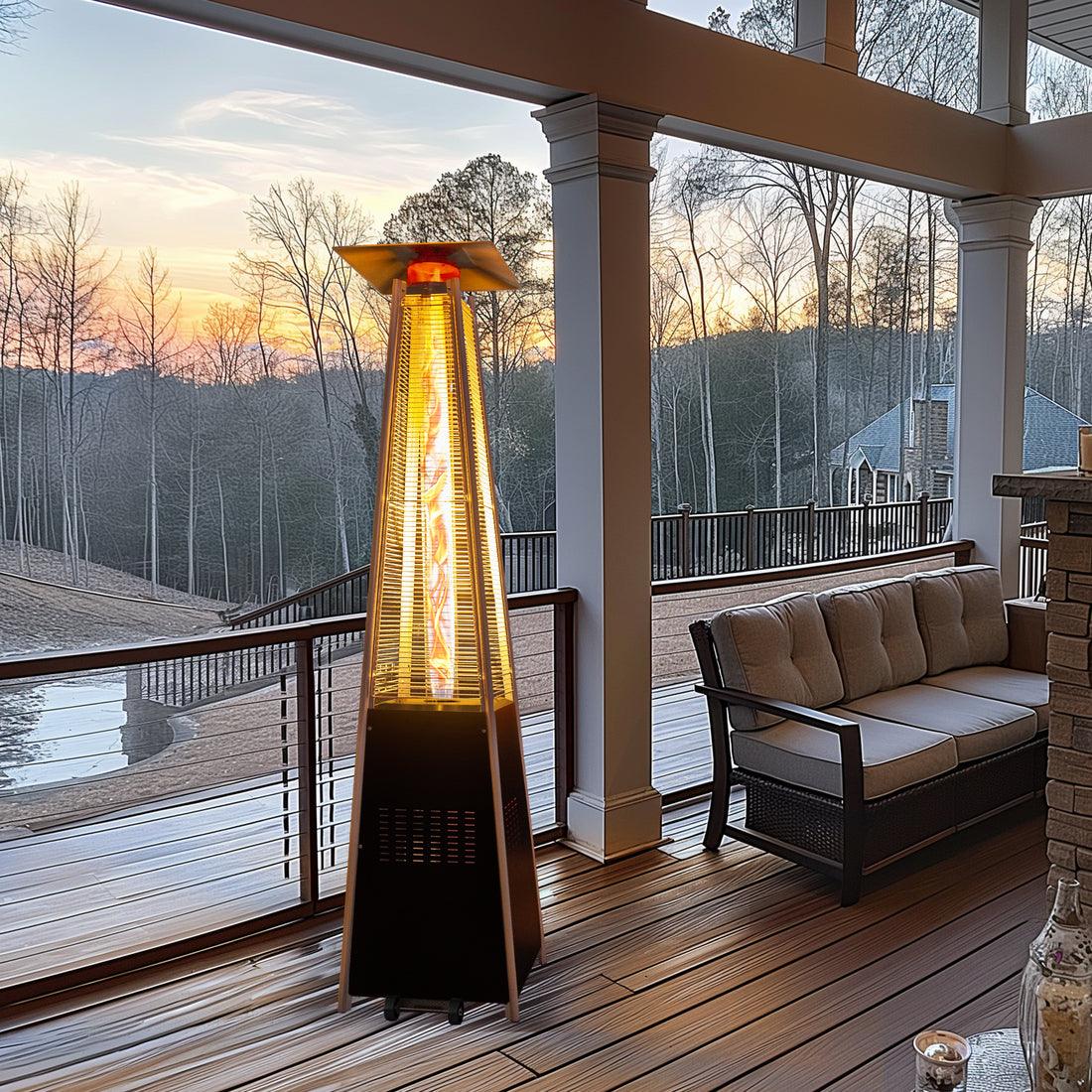 Pamapic 48,000 BTU Pyramid Flame Patio Heater with Glass Tube & Cover | Black - view 12