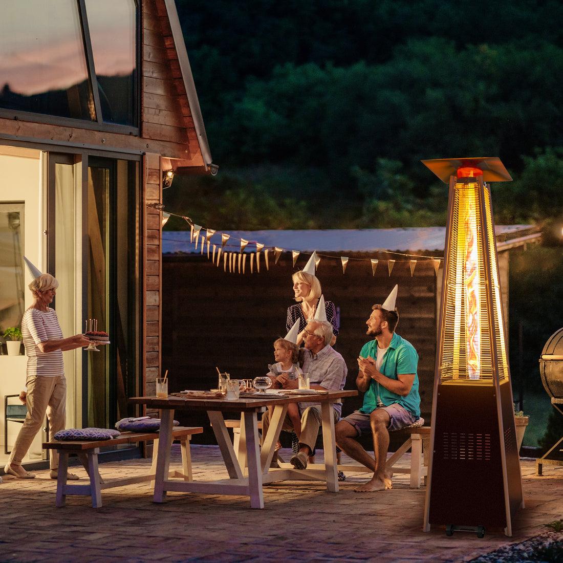 Pamapic 48,000 BTU Pyramid Flame Patio Heater with Glass Tube & Cover | Hammered Bronze - view 18