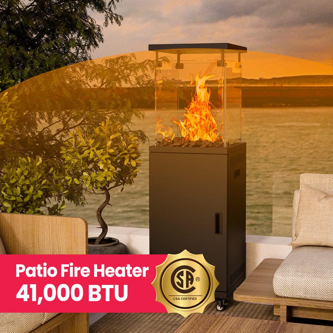 Pamapic 41,000 BTU Short Propane Patio Heater with Cover & Lockable Wheels - view 5