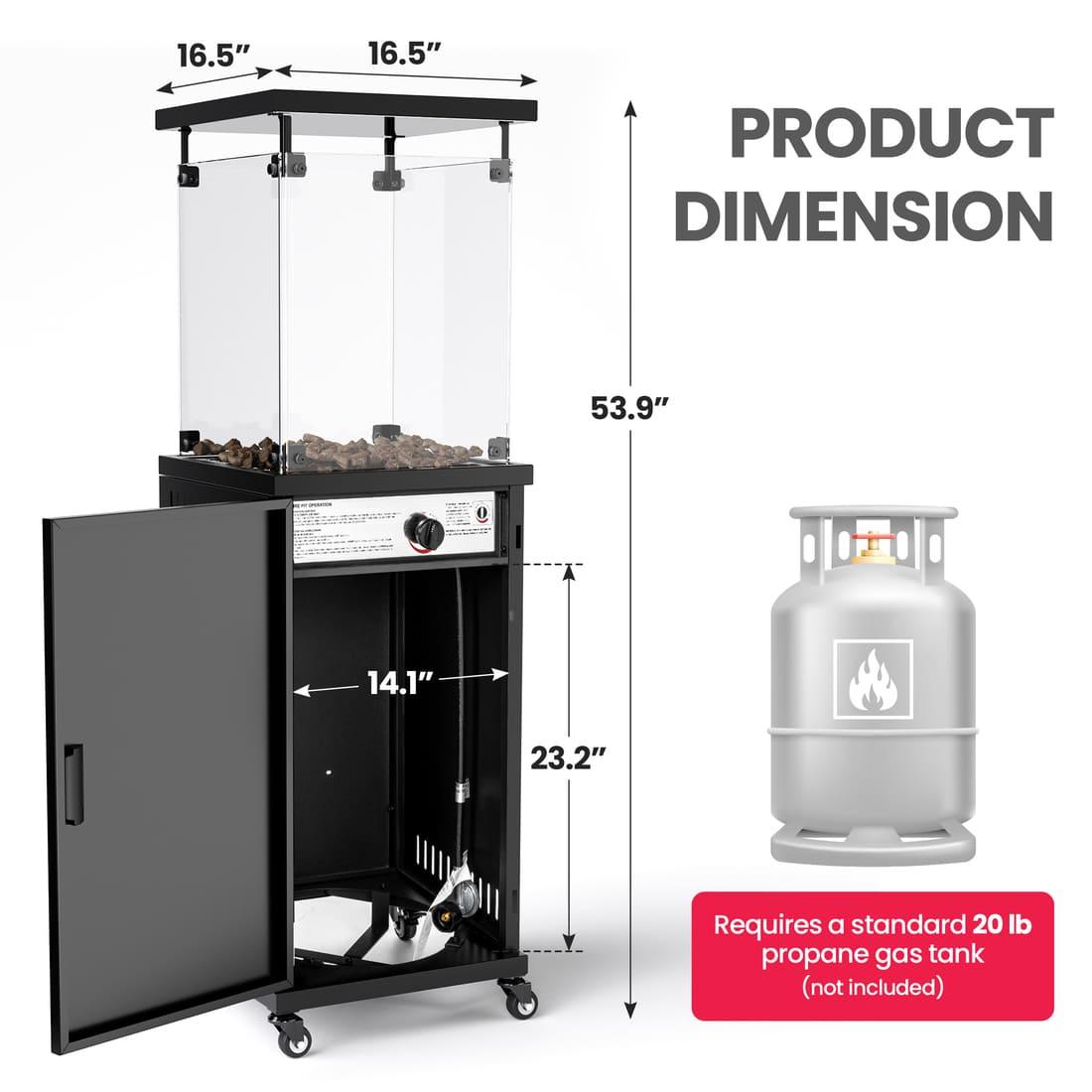 Pamapic 41,000 BTU Short Propane Patio Heater with Cover & Lockable Wheels - view 9