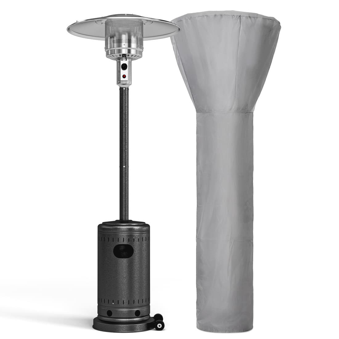 Pamapic 48,000 BTU Propane Freestanding Patio Heater with Cover & Wheels | Silver