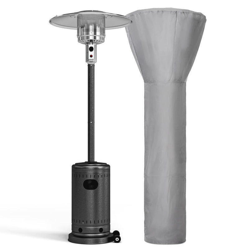 Pamapic 48,000 BTU Propane Freestanding Patio Heater with Cover & Wheels | Silver