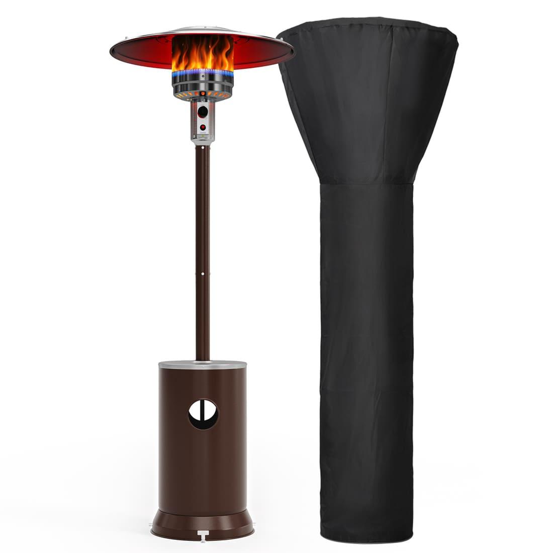 Pamapic 48,000 BTU Patio Heater Propane with Table Design & Wheels | Brown