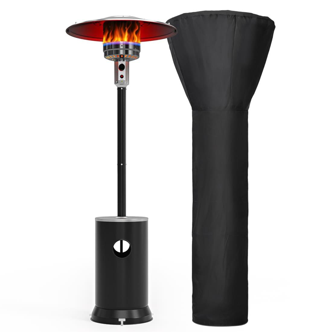 Pamapic 48,000 BTU Patio Heater Propane with Table Design & Wheels | Black - view 1