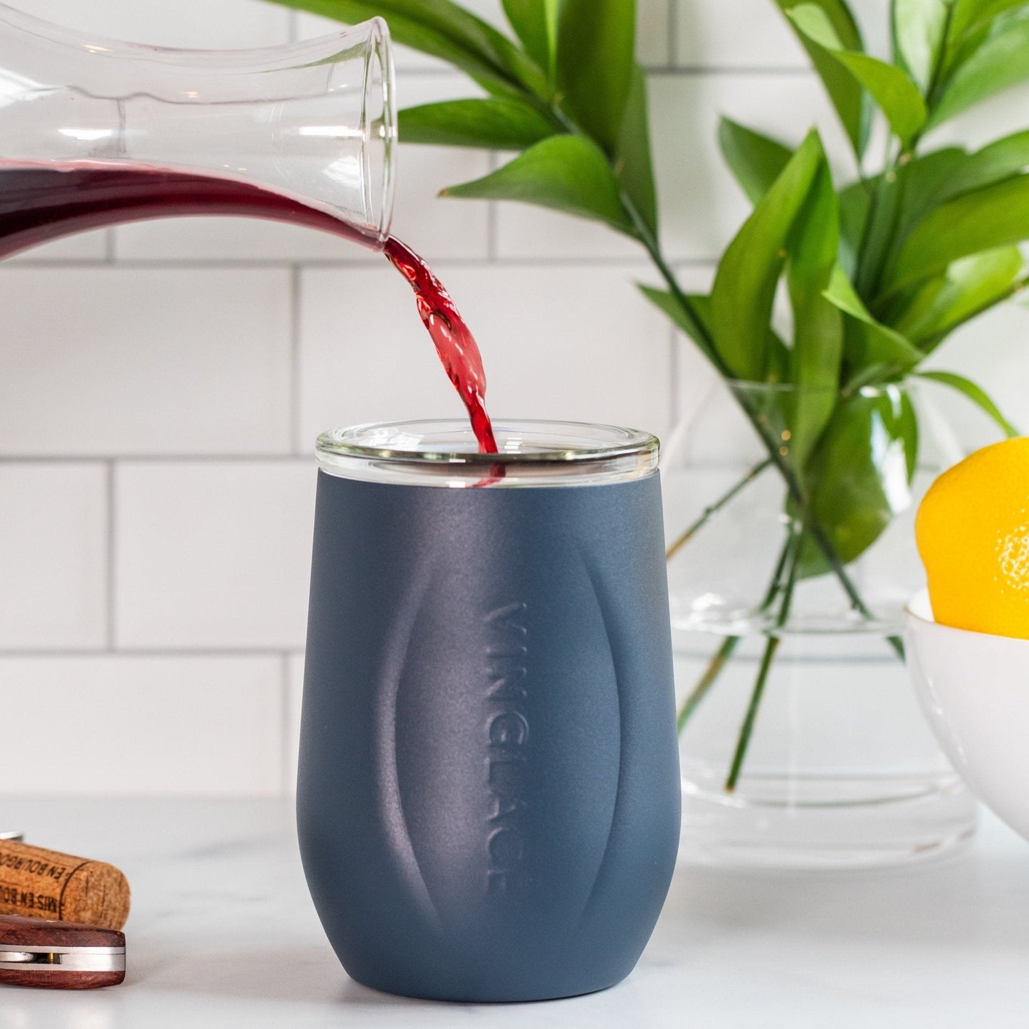 Vinglacé Glass Lined Wine Glass | Navy - view 9